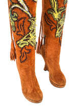 Gianfranco Ferre Embellished Suede Over The Knee Boots, 37 Accessory arcadeshops.com