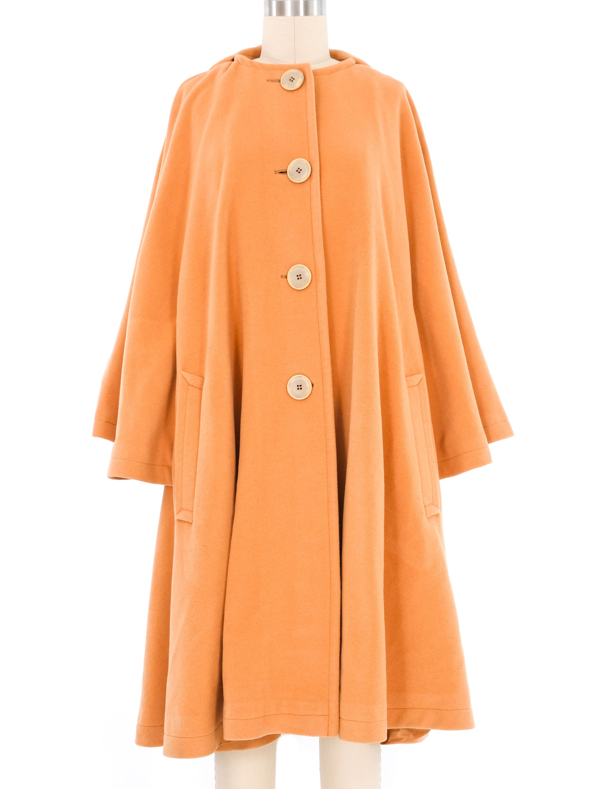 Escada Orange Wool Cape Coat