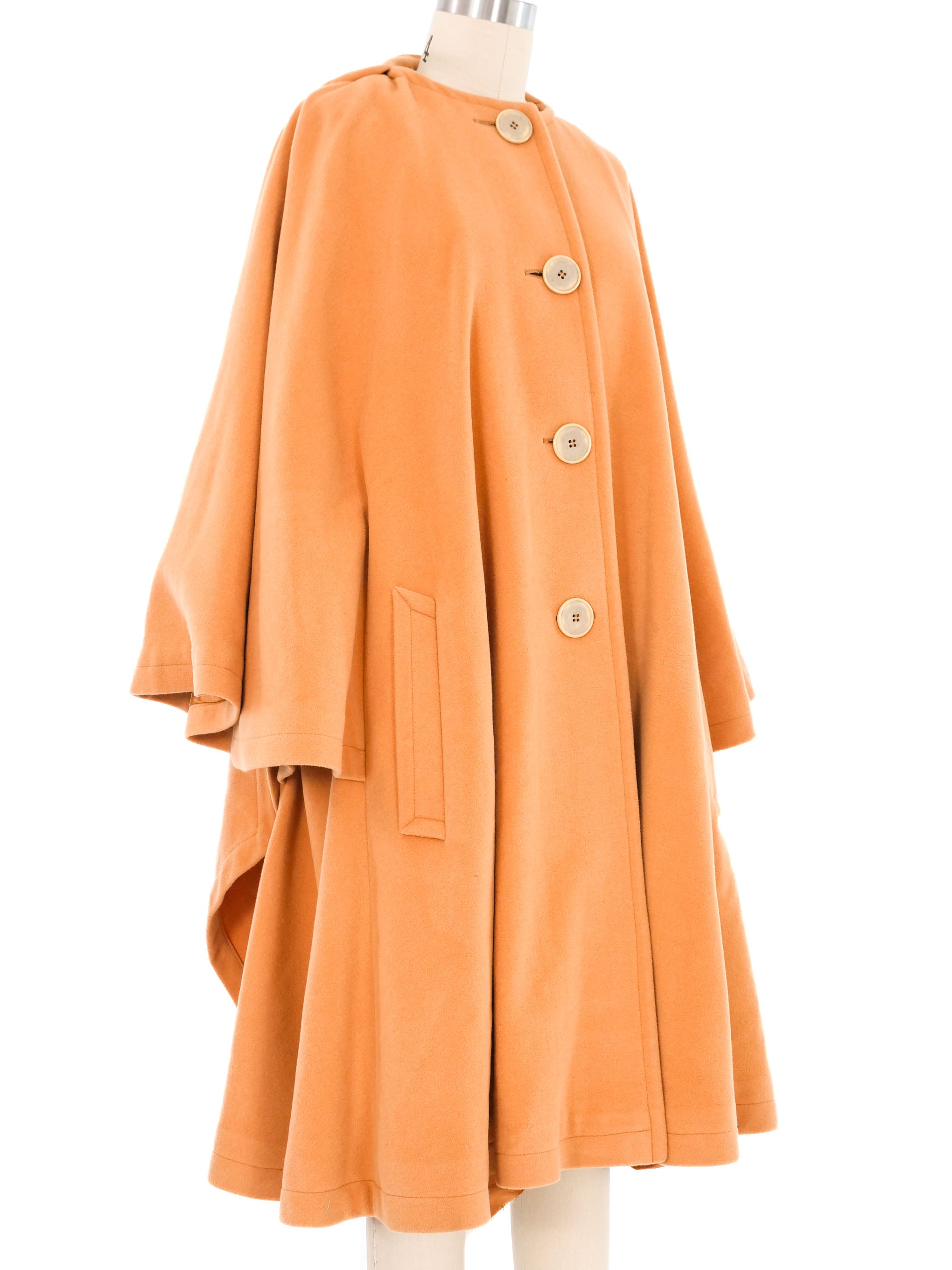 Escada Orange Wool Cape Coat
