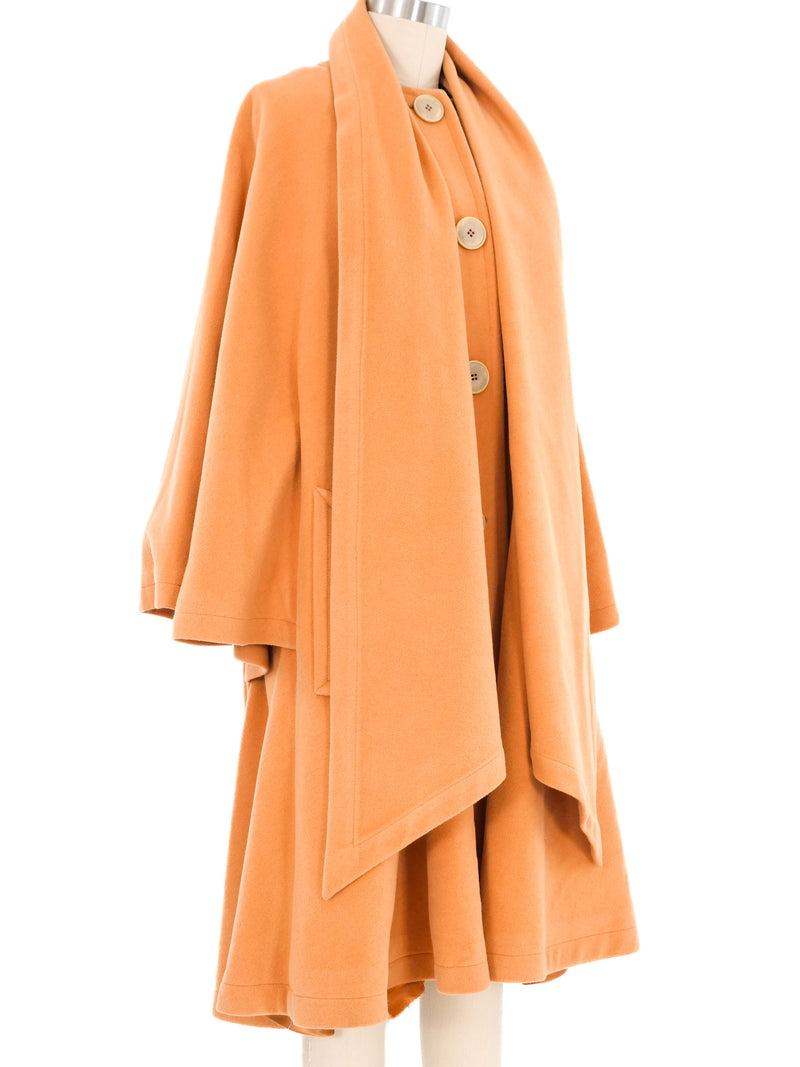 Escada Orange Wool Cape Coat Outerwear arcadeshops.com