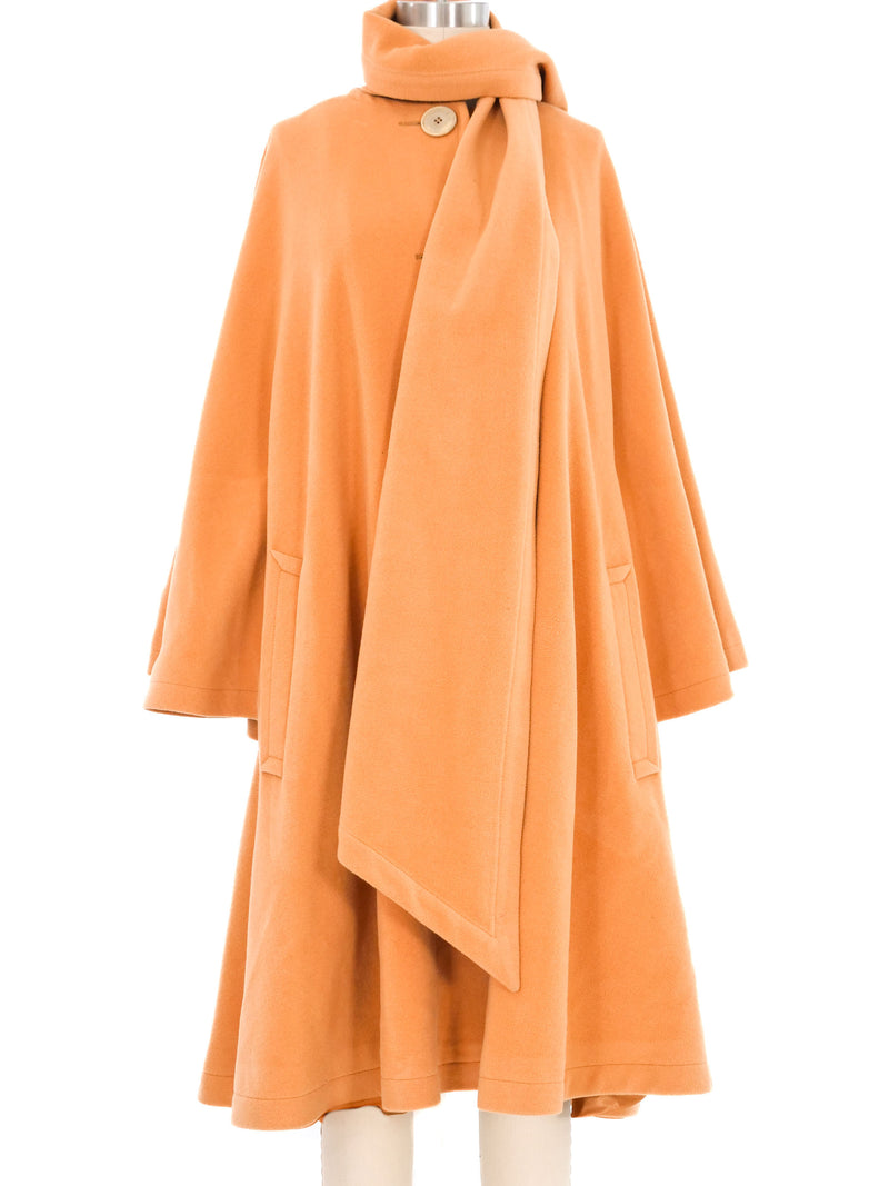 Escada Orange Wool Cape Coat Outerwear arcadeshops.com