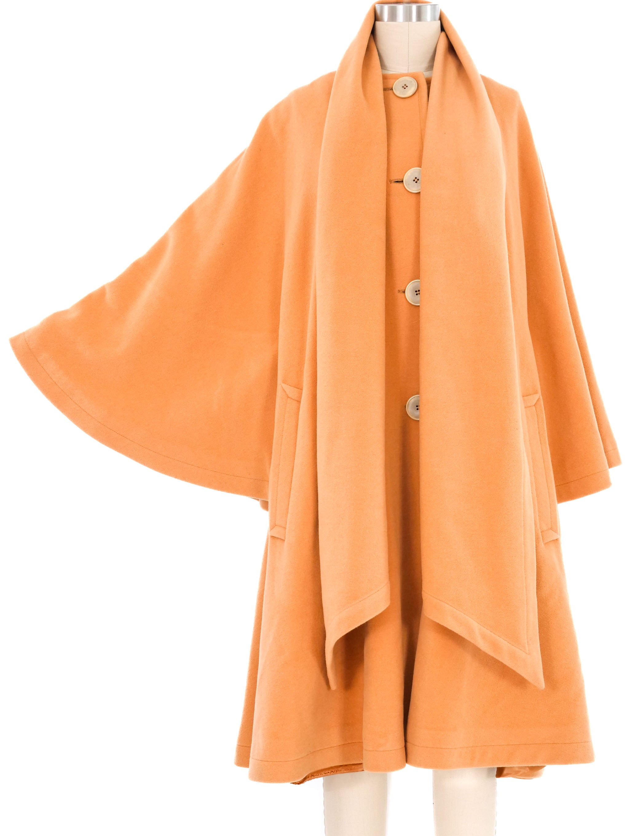 【美品】ESCADA エスカーダ ウールコート　オレンジ　サイズ38 Escada Orange Wool Cape Coat