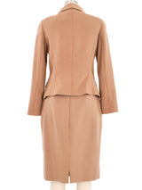 Escada Camel Velvet Applique Skirt Suit Suit arcadeshops.com