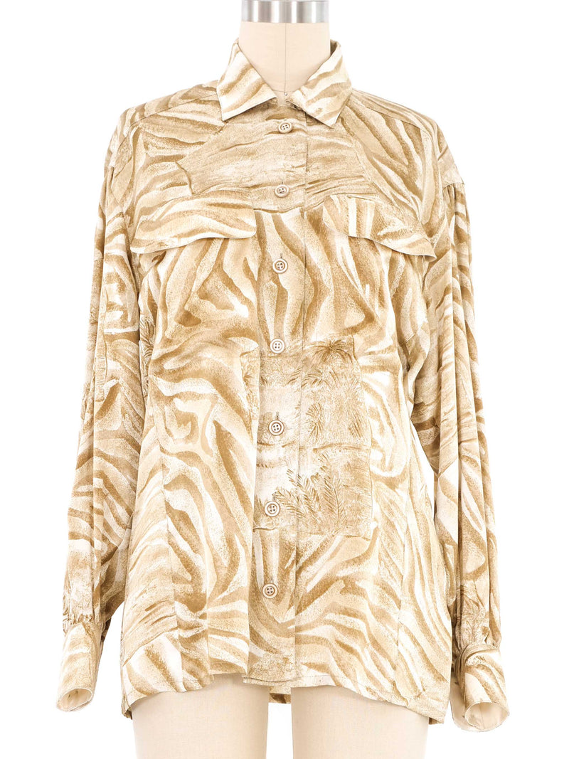 Escada Animal Print Silk Blouse Top arcadeshops.com