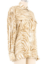 Escada Animal Print Silk Blouse Top arcadeshops.com