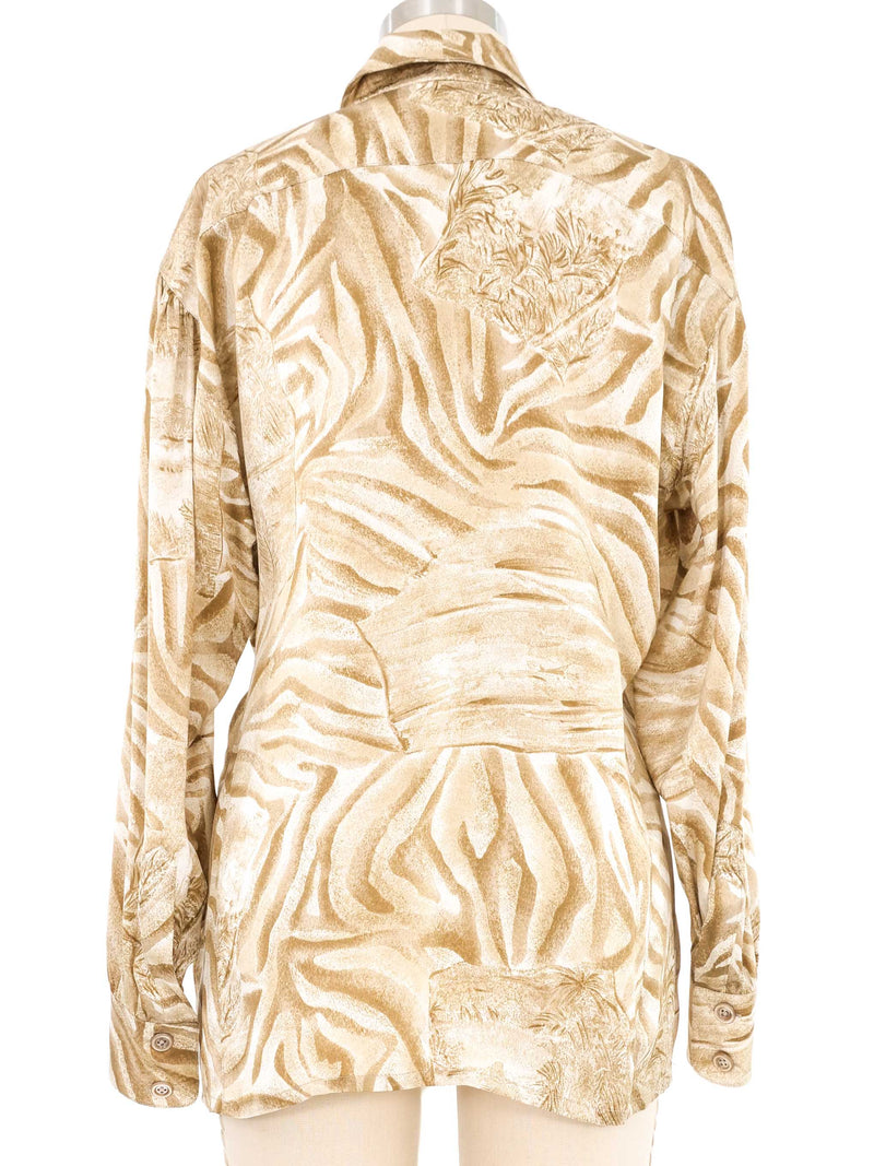 Escada Animal Print Silk Blouse Top arcadeshops.com