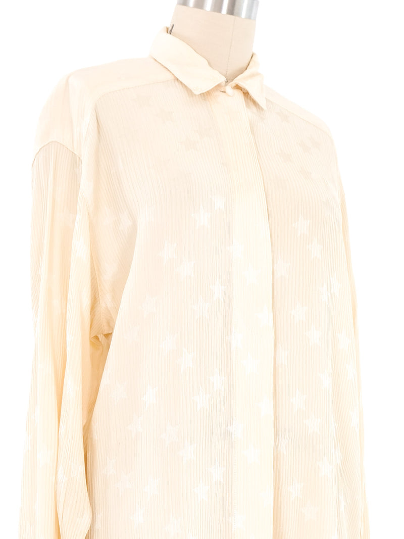 Escada Micro Pleat Star Silk Blouse Top arcadeshops.com