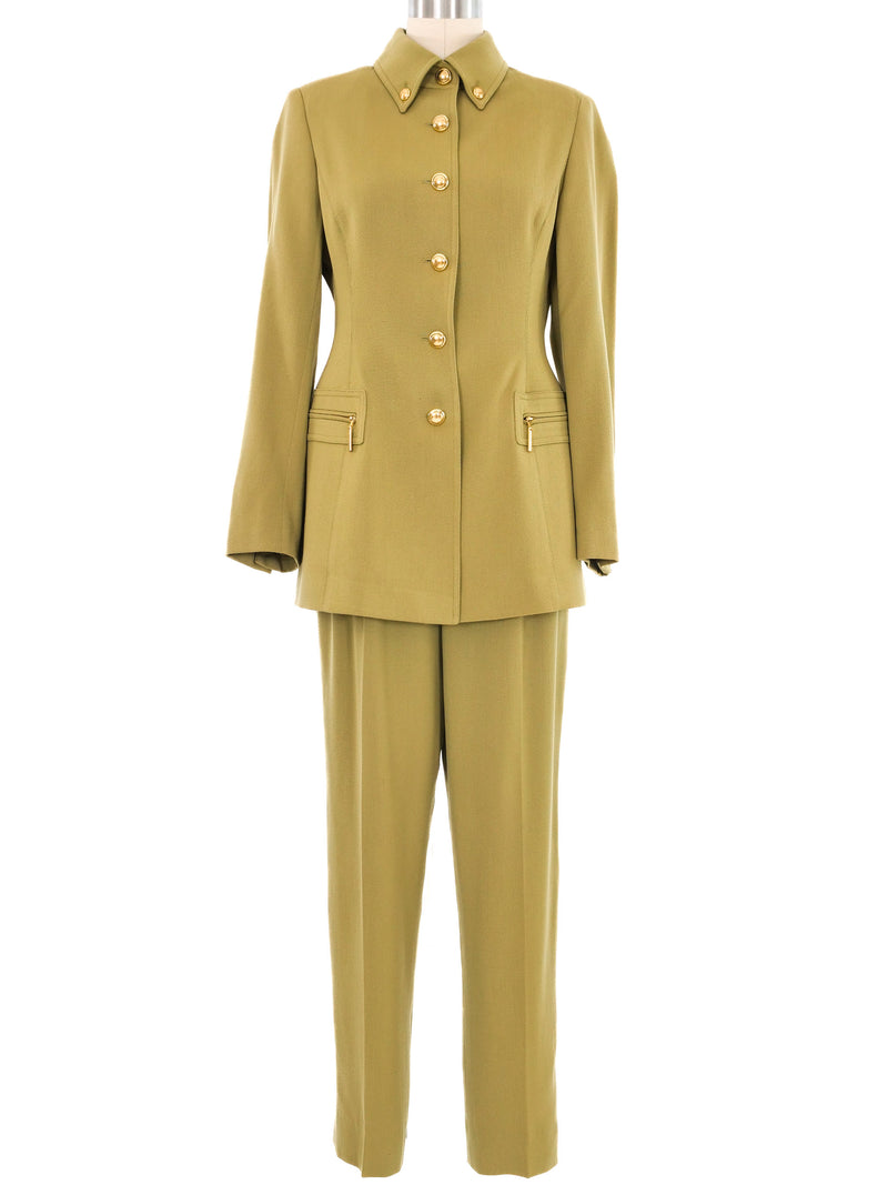 Escada Olive Military Buttoned Suit Suit arcadeshops.com