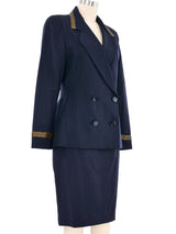 Escada Bead Trimmed Navy Skirt Suit Suit arcadeshops.com