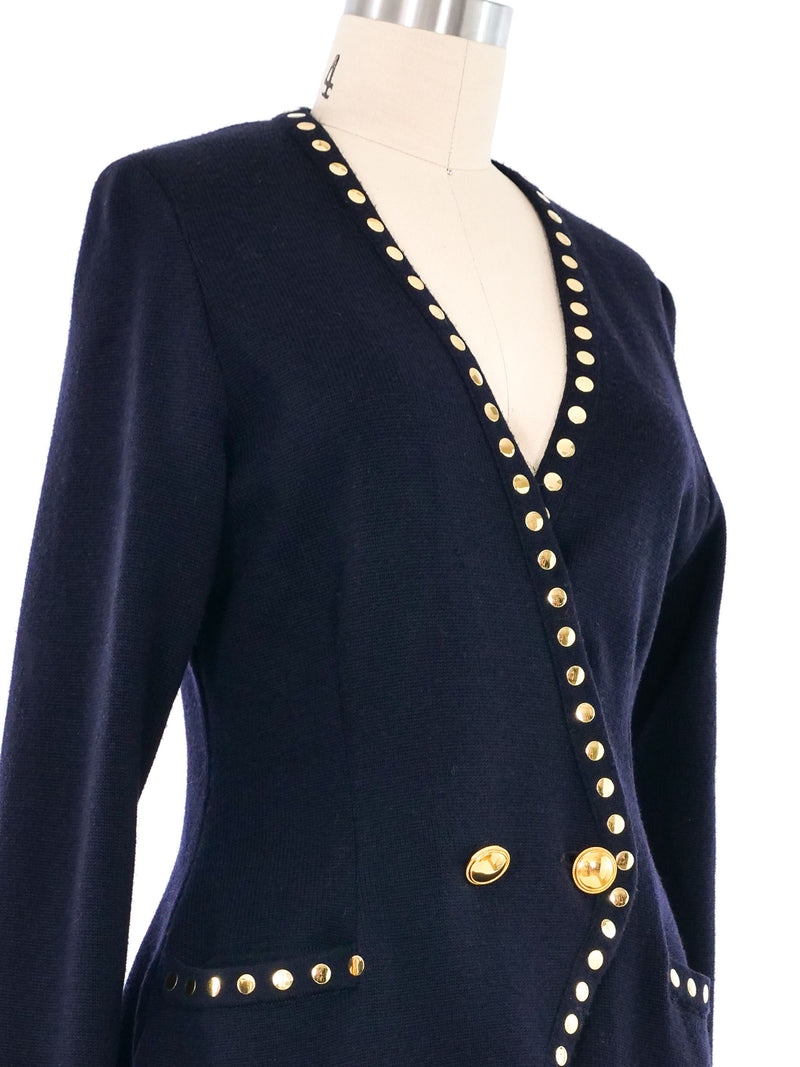 Escada Navy Studded Cardigan Jacket arcadeshops.com