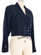 Escada Navy Crinkled Cropped Blazer Jacket arcadeshops.com