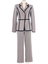 Escada Contrast Trimmed Gray Pant Suit Suit arcadeshops.com