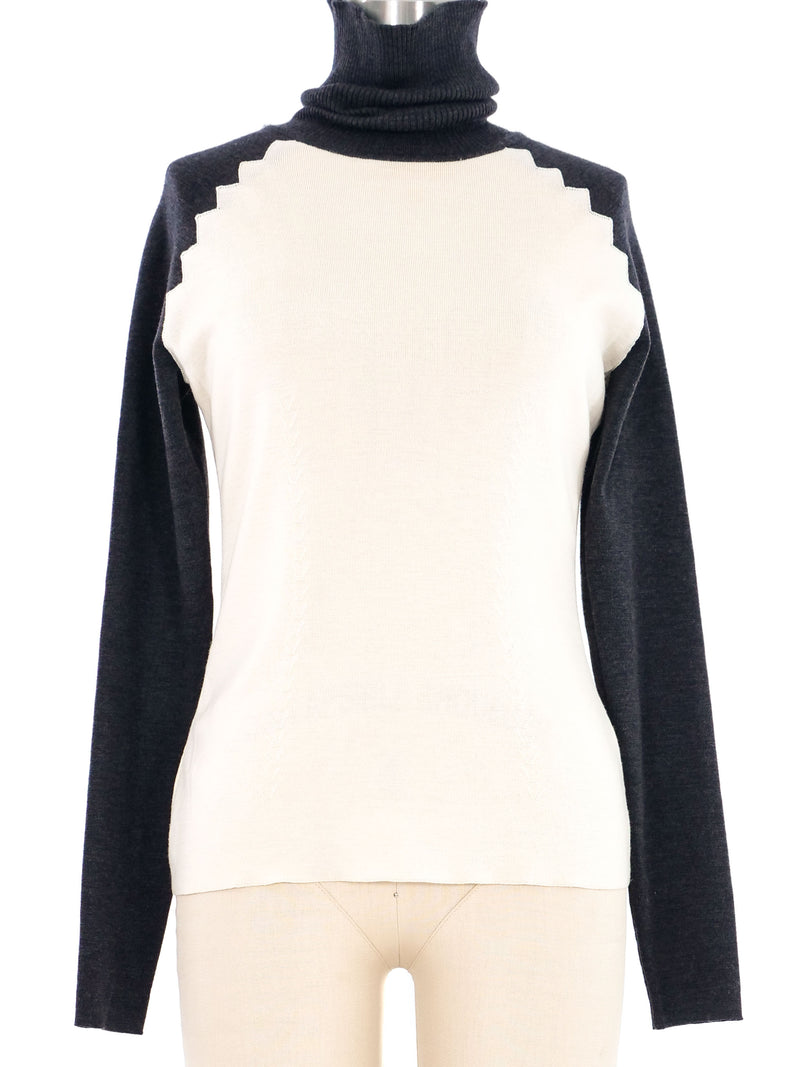 Escada Two Tone Knit Turtleneck Top Top arcadeshops.com