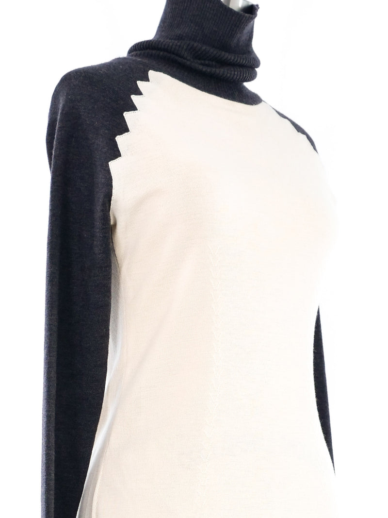 Escada Two Tone Knit Turtleneck Top Top arcadeshops.com