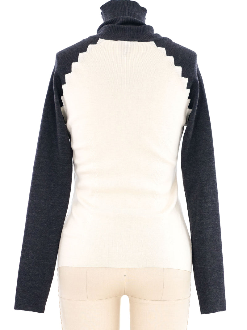 Escada Two Tone Knit Turtleneck Top Top arcadeshops.com