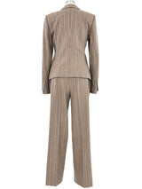 Escada Embellished Gray Pinstripe Pant Suit Suit arcadeshops.com