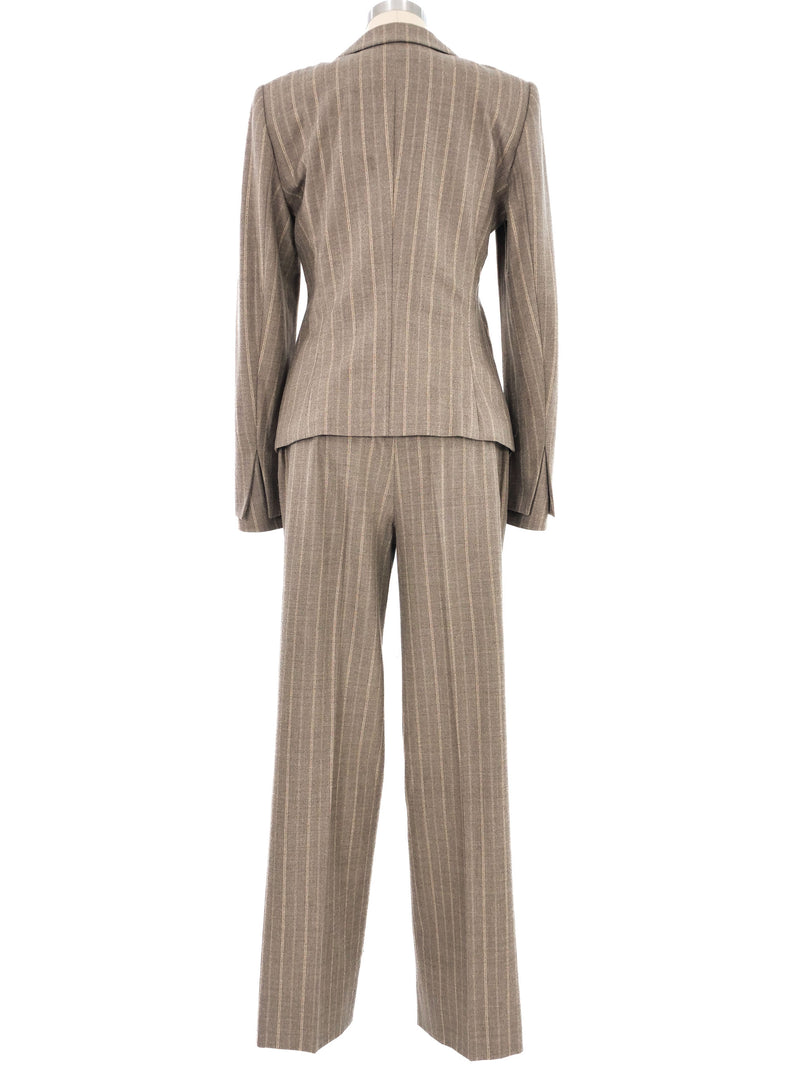 Escada Embellished Gray Pinstripe Pant Suit Suit arcadeshops.com