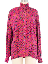 Escada Fuchsia Leaf Print Silk Blouse Top arcadeshops.com