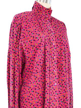 Escada Fuchsia Leaf Print Silk Blouse Top arcadeshops.com