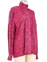 Escada Fuchsia Leaf Print Silk Blouse Top arcadeshops.com