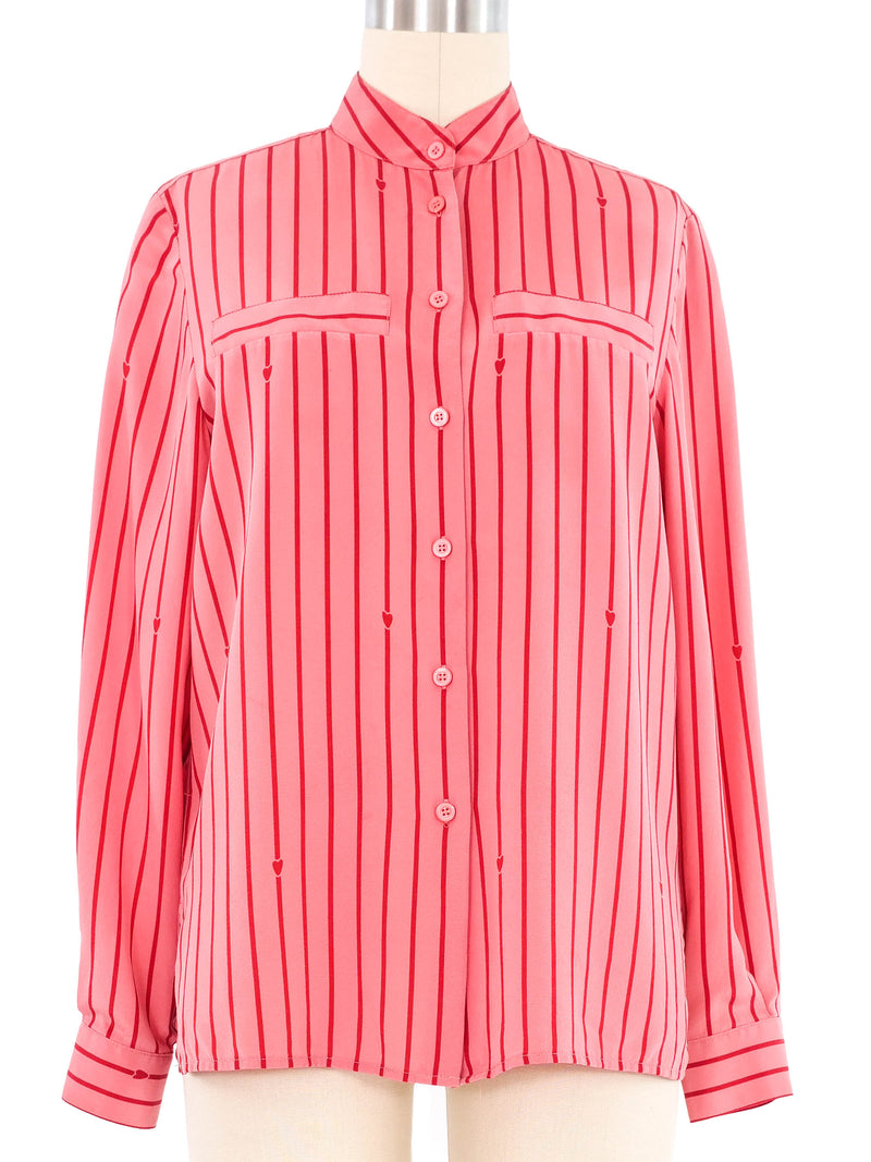 Escada Pink Stripes And Hearts Blouse Top arcadeshops.com