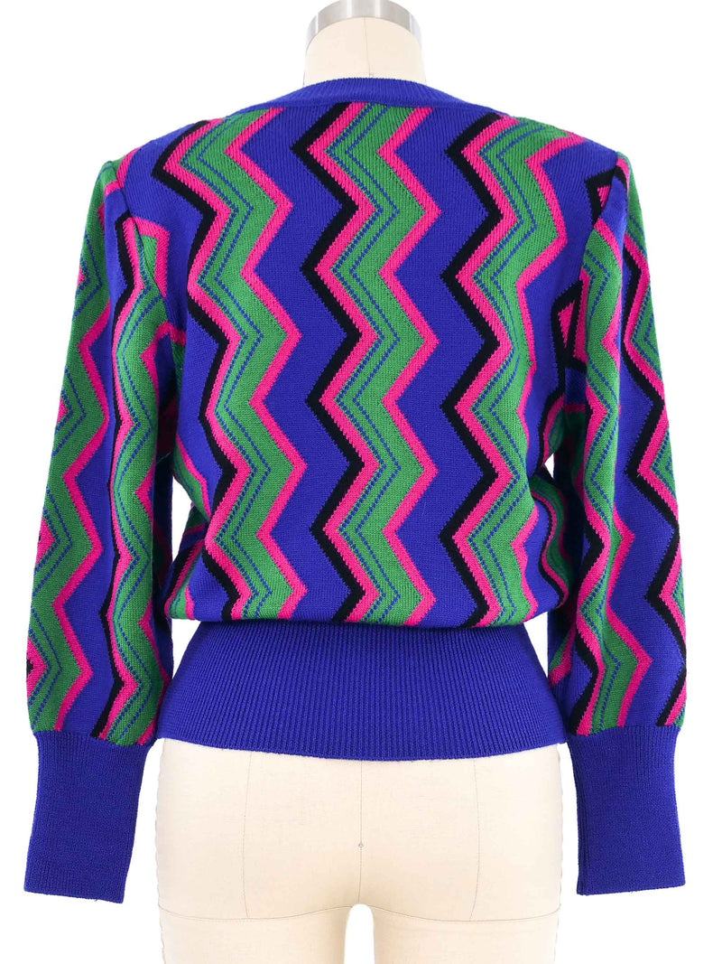 Yves Saint Laurent Multicolor Zig Zag Sweater Top arcadeshops.com