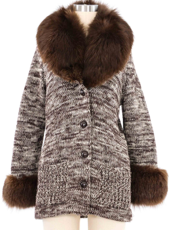 1970s Calvin Klein Fur Trimmed Cardigan Jacket arcadeshops.com