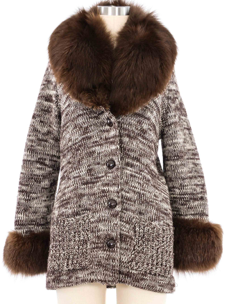 1970s Calvin Klein Fur Trimmed Cardigan Jacket arcadeshops.com