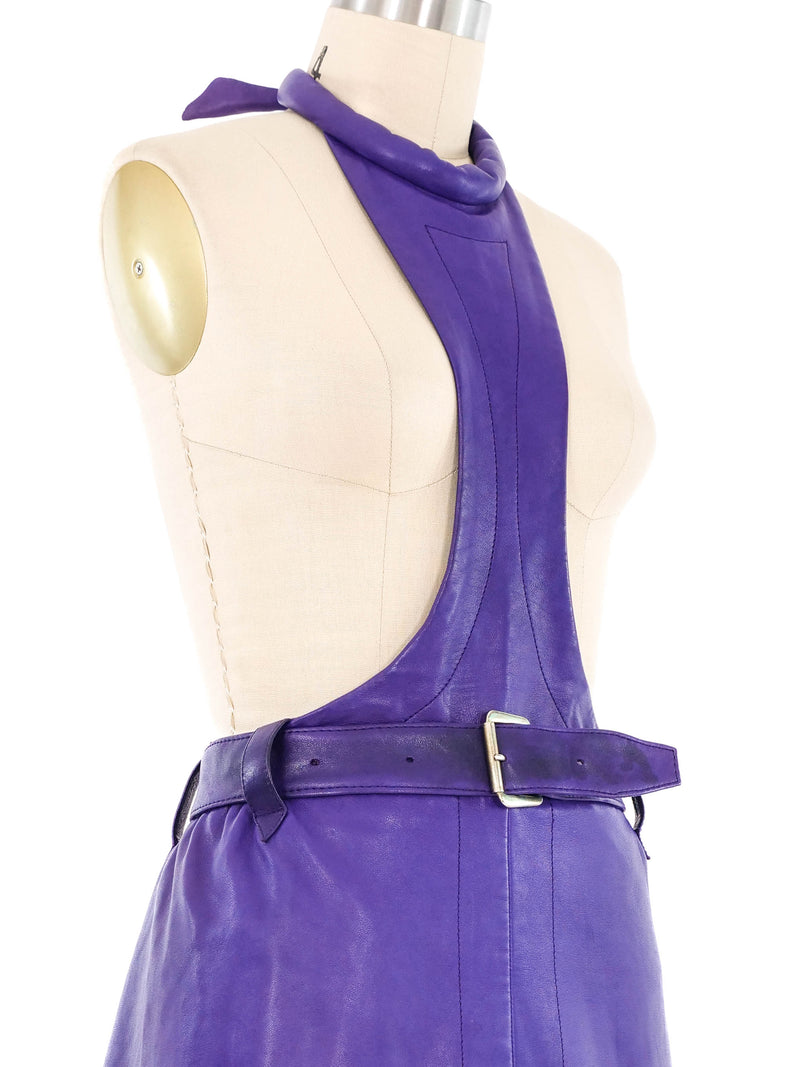 1967 Pierre Cardin Purple Leather Apron Dress Dress arcadeshops.com