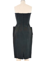 1950s Strapless Black Scalloped Tassel Trim Dress Dress arcadeshops.com