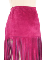 Yves Saint Laurent Raspberry Suede Fringed Skirt Bottom arcadeshops.com