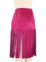 Yves Saint Laurent Raspberry Suede Fringed Skirt Bottom arcadeshops.com