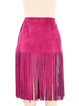 Yves Saint Laurent Raspberry Suede Fringed Skirt Bottom arcadeshops.com