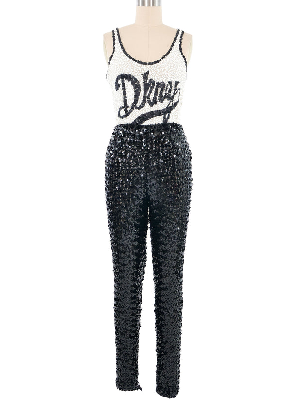 1990s DKNY Sequin Bodysuit and Leggings Suit arcadeshops.com