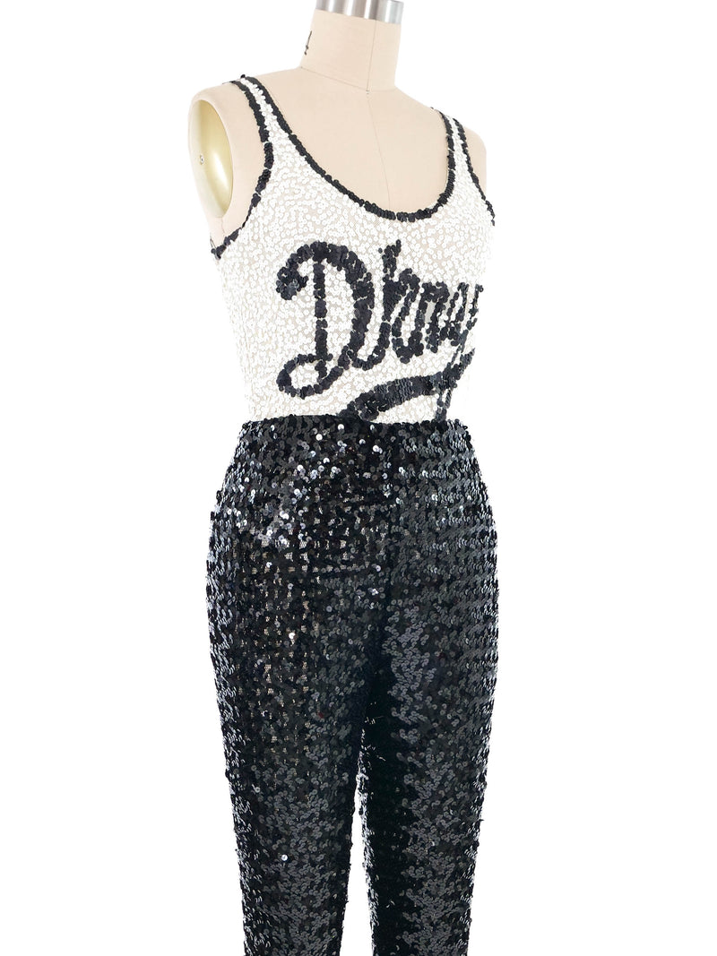 1990s DKNY Sequin Bodysuit and Leggings Suit arcadeshops.com