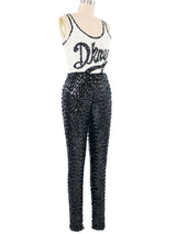 1990s DKNY Sequin Bodysuit and Leggings Suit arcadeshops.com