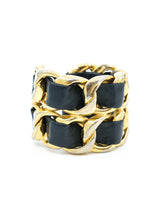 Chanel Leather Woven Double Chain Cuff Accessory arcadeshops.com