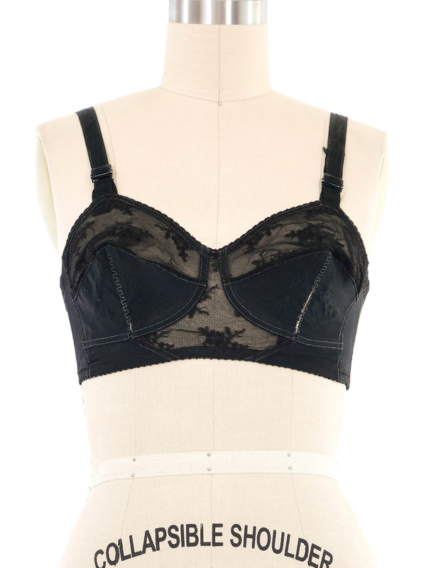 1950s Black Lace Bullet Bra Top arcadeshops.com