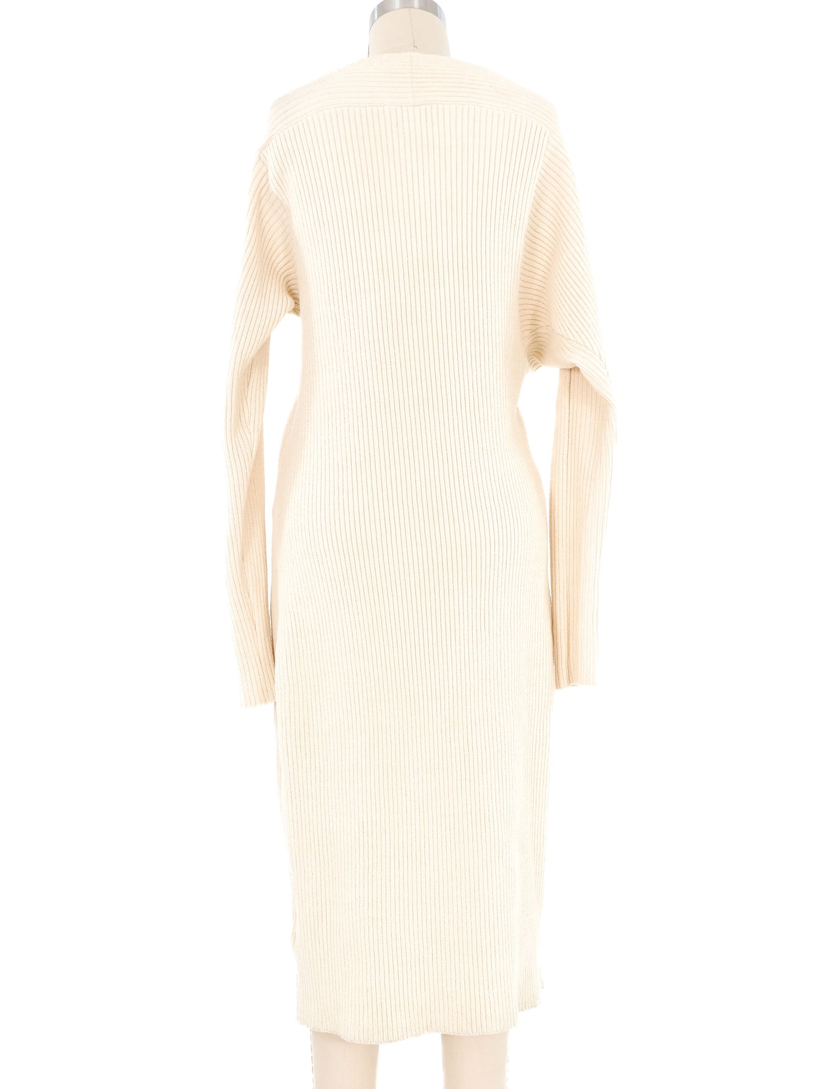 2020 Bottega Veneta Cream Draped Knit Sweater Dress
