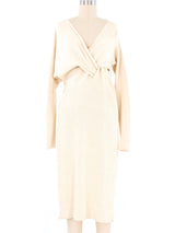 2020 Bottega Veneta Cream Draped Knit Sweater Dress Dress arcadeshops.com