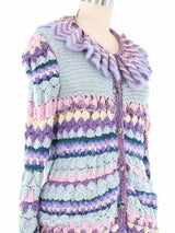 Pastel Art To Wear Ruffle Collar Crochet Cardigan Jacket arcadeshops.com