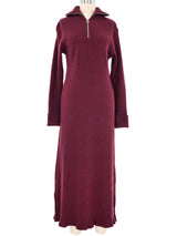 Jean Paul Gaultier Maroon Ribbed Knit Sweater Dress Dress arcadeshops.com