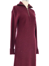 Jean Paul Gaultier Maroon Ribbed Knit Sweater Dress Dress arcadeshops.com