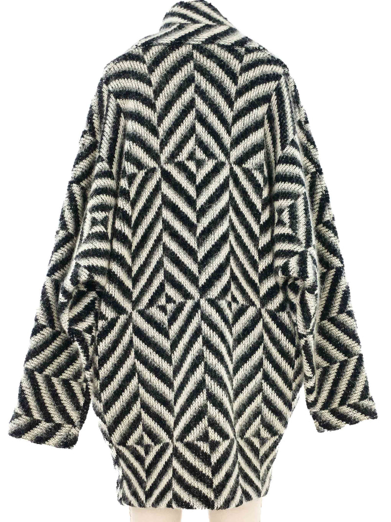 Grayscale Geometric Knit Maxi Cardigan Jacket arcadeshops.com