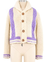 Lavender Stripe Mexican Chunky Knit Cardigan Jacket arcadeshops.com