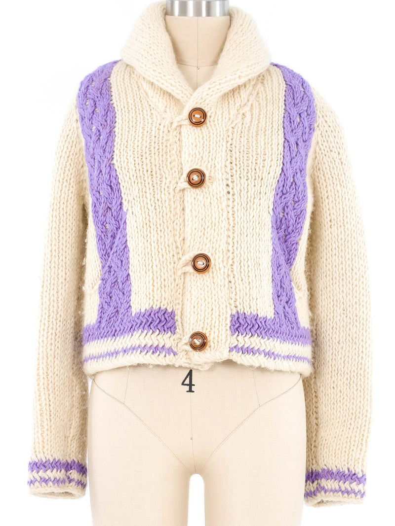 Lavender Stripe Mexican Chunky Knit Cardigan Jacket arcadeshops.com