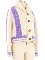 Lavender Stripe Mexican Chunky Knit Cardigan Jacket arcadeshops.com