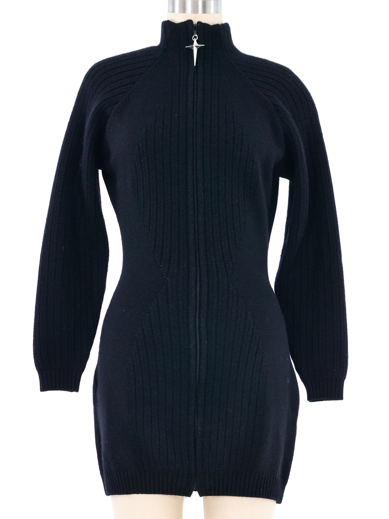 Thierry Mugler Zip Front Sweater Dress