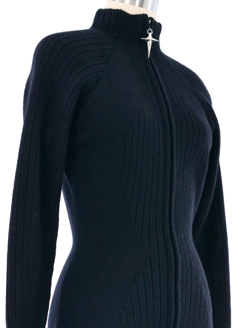 Thierry Mugler Zip Front Sweater Dress Dress arcadeshops.com