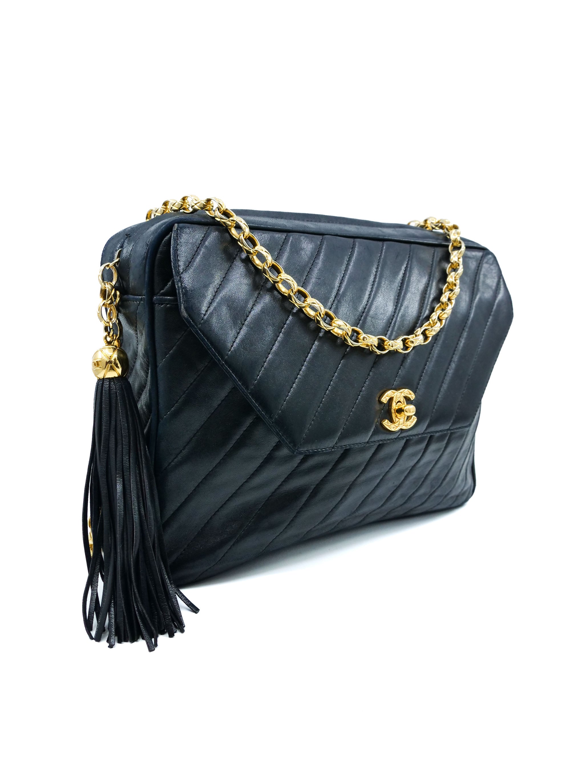 1992 Chanel Large Bias Stitch Camera Bag